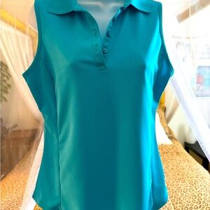 Greg Norman Collection Turquoise Sleeveless Golf Shirt